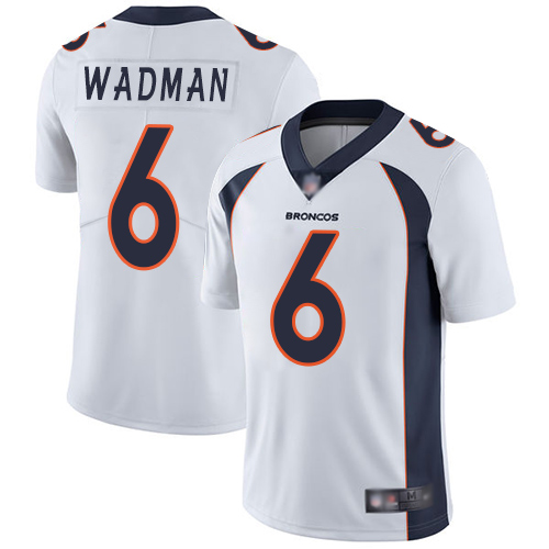 Men Denver Broncos #6 Colby Wadman White Vapor Untouchable Limited Player Football NFL Jersey->denver broncos->NFL Jersey